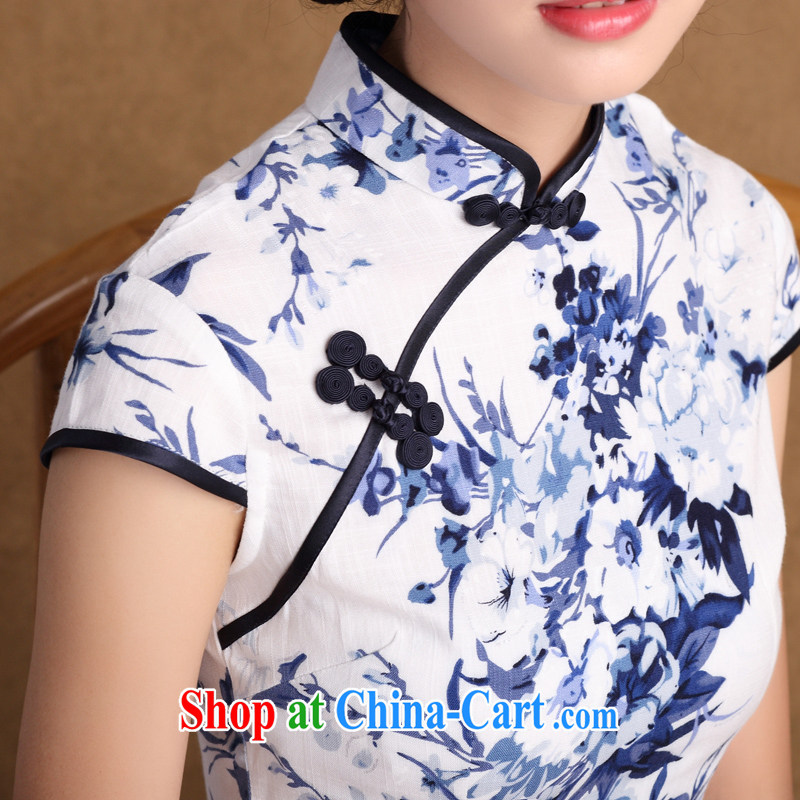 The cross-sectoral extension Elizabeth, New summer, new stretch cotton Ma daily improved short cheongsam daily improved blue and white porcelain cheongsam dress SZ M 815 2 XL, cross-sectoral, Elizabeth, and shopping on the Internet