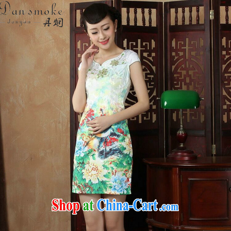 Dan smoke summer new women's clothing dresses daily improved short retro dresses dresses beauty classical Chinese qipao as color XL