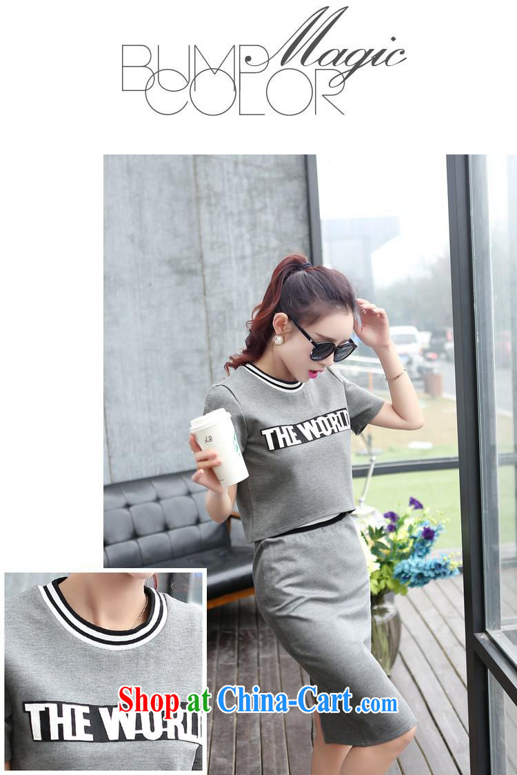 Ya-ting store 2015 summer fashion new female Korean round-collar short-sleeve elegant graphics thin two-piece skirt snow woven shirts trendy gray XL pictures, price, brand platters! Elections are good character, the national distribution, so why buy now enjoy more preferential! Health