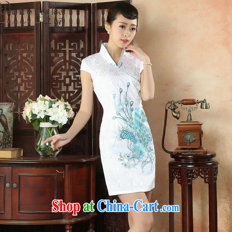 Bin Laden smoke new cheongsam dress summer retro-day Chinese, for national wind women improved cotton dress as the color 2 XL, Bin Laden smoke, shopping on the Internet