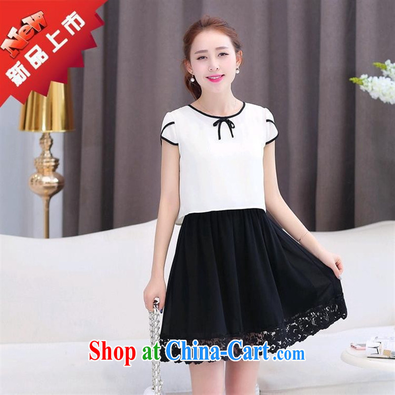 Ya-ting store snow woven shirts girls short skirts two-piece spring Korean girls with solid-colored snow woven dresses stylish cuffs, with white XXL