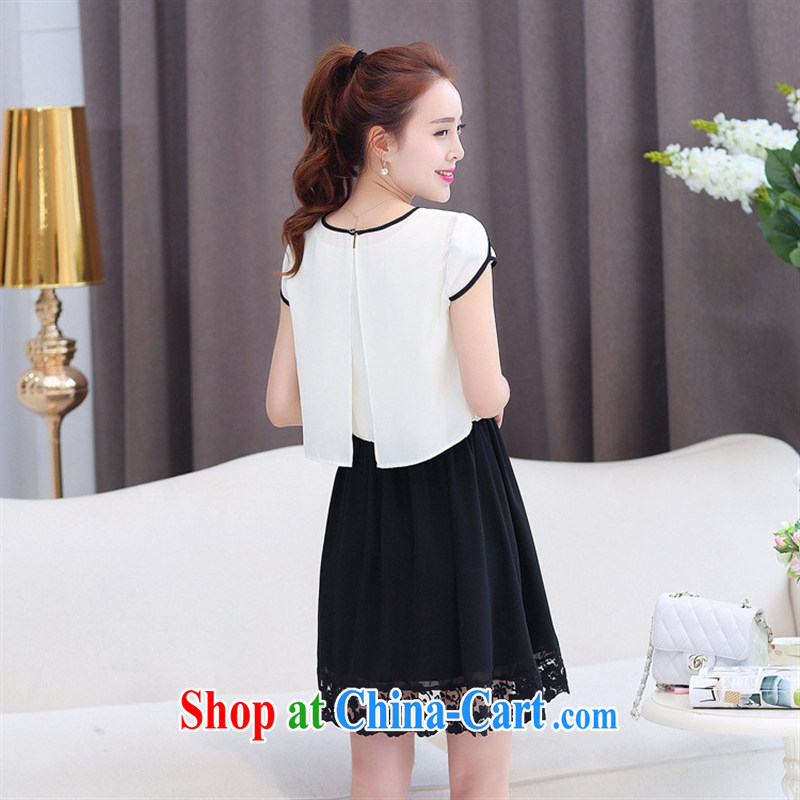 Ya-ting store snow woven shirts girls short skirts two-piece spring Korean girls solid color snow woven dresses stylish cuffs, a white XXL, blue rain bow, and shopping on the Internet