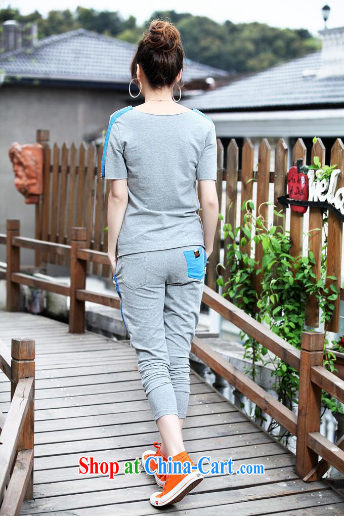 Ya-ting store 2015 summer new female simple plain colored short-sleeved cultivating two-piece pants T shirt girls stylish cotton blue L pictures, price, brand platters! Elections are good character, the national distribution, so why buy now enjoy more preferential! Health
