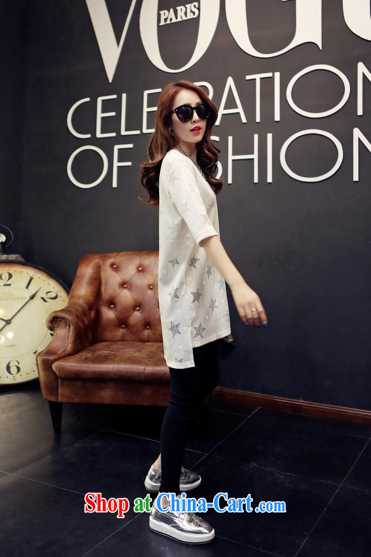 Ya-ting, Ms. store T shirt, long, 2015 new female Korean round-collar short-sleeved star pattern Shu body shirt white XL pictures, price, brand platters! Elections are good character, the national distribution, so why buy now enjoy more preferential! Health