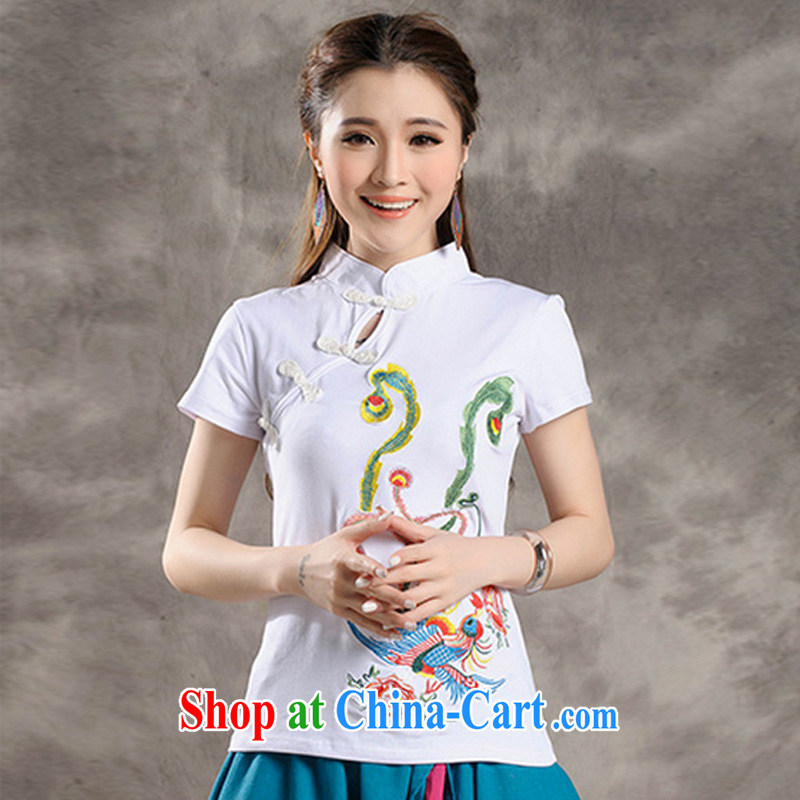 Summer new Ethnic Wind fine embroidery the charge-back cultivating improved short-sleeved dresses female sung lim bird 2015 delivery package mail white XXXXL, Sung Lim, birds, and shopping on the Internet
