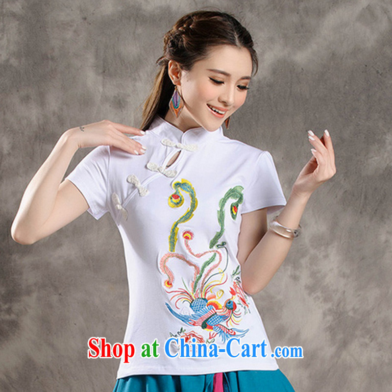 Summer new Ethnic Wind fine embroidery the charge-back cultivating improved short-sleeved dresses female sung lim bird 2015 delivery package mail white XXXXL, Sung Lim, birds, and shopping on the Internet