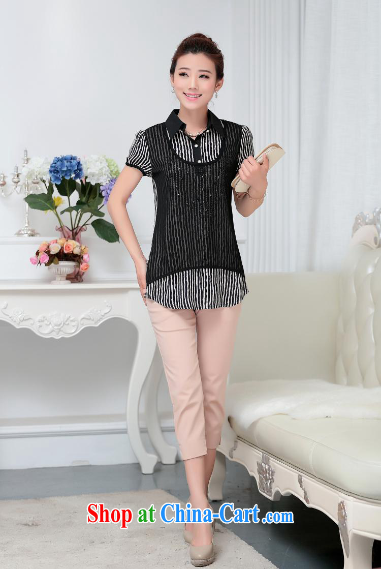 Ya-ting store 2015 summer stylish new ladies lapel short-sleeve stamp kit and streaks T pension trend graphics skinny shirt female black streaks XXL pictures, price, brand platters! Elections are good character, the national distribution, so why buy now enjoy more preferential! Health