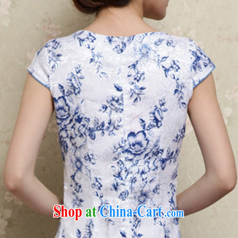 Los Angeles Summer 2015 new dresses beauty graphics thin refined elegant and stylish stamp cheongsam dress blue XXL, Los Angeles (ROLUZEE), shopping on the Internet