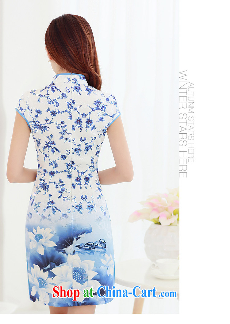 Los Angeles 2015 spring and summer new cheongsam beauty and elegant graphics thin stamp duty on maize cheongsam dress blue S pictures, price, brand platters! Elections are good character, the national distribution, so why buy now enjoy more preferential! Health