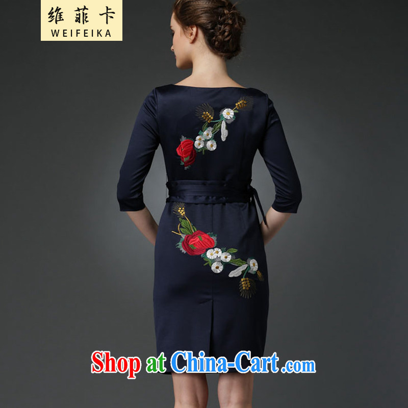 The Philippines card 2015 new elegant style evening gown embroidery cheongsam dress blue XXXL, the Philippine card (WEIFEIKA), shopping on the Internet