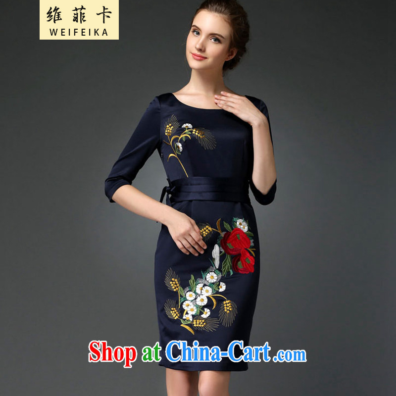 The Philippines card 2015 new elegant style evening gown embroidery cheongsam dress blue XXXL, the Philippine card (WEIFEIKA), shopping on the Internet