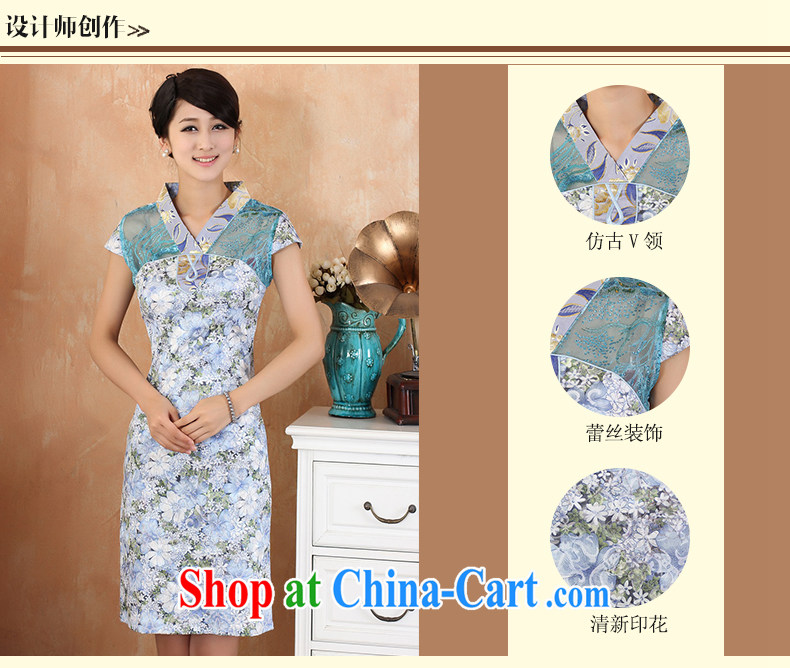 Gakka dresses new 2015 spring and summer retro, long, refined elegant lace spell series dress ethnic wind stamp lady, who dresses emerald blue XXL pictures, price, brand platters! Elections are good character, the national distribution, so why buy now enjoy more preferential! Health