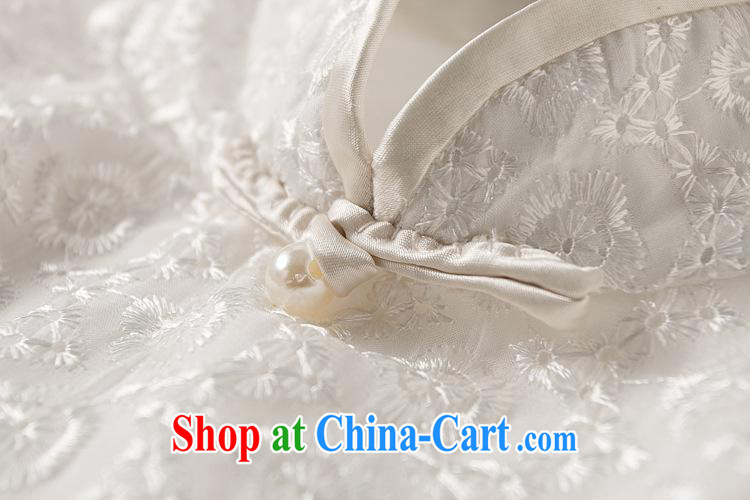 Ya-ting store summer 2015 new Chinese qipao dress snowflake embroidered sleeveless white dresses short white aura XL pictures, price, brand platters! Elections are good character, the national distribution, so why buy now enjoy more preferential! Health