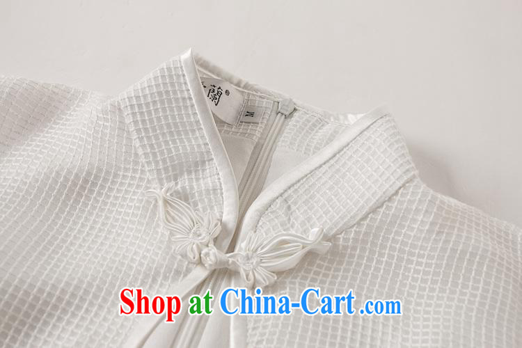 Ya-ting store summer 2015 new cuff in tartan Web yarn cheongsam Chinese qipao ethnic white XL pictures, price, brand platters! Elections are good character, the national distribution, so why buy now enjoy more preferential! Health
