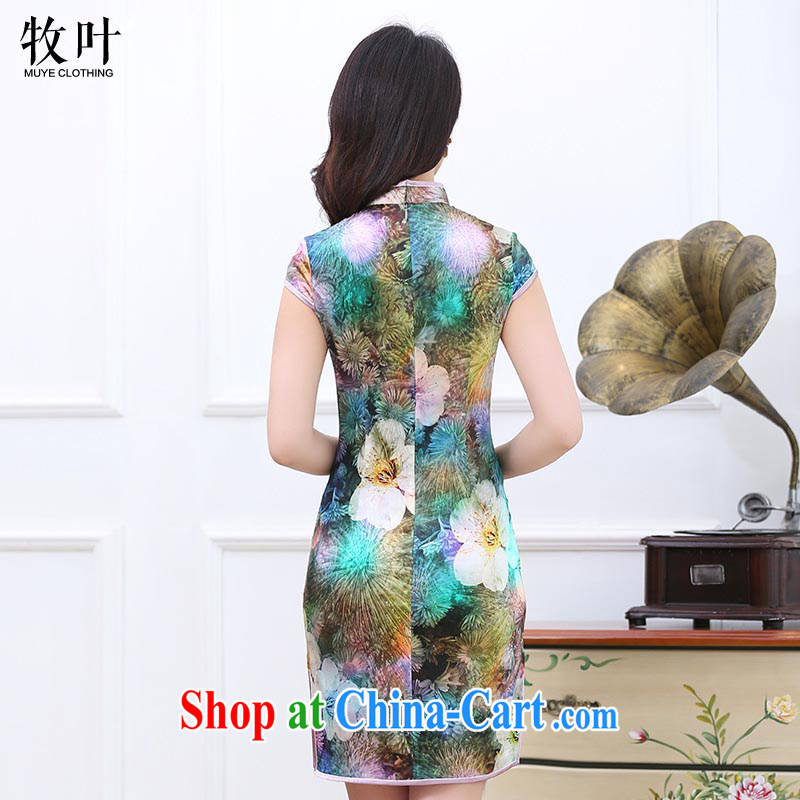 The leaf 2015 summer new stylish retro stamp duty a sleeveless dresses beauty 7 color M, leaf (muye), shopping on the Internet