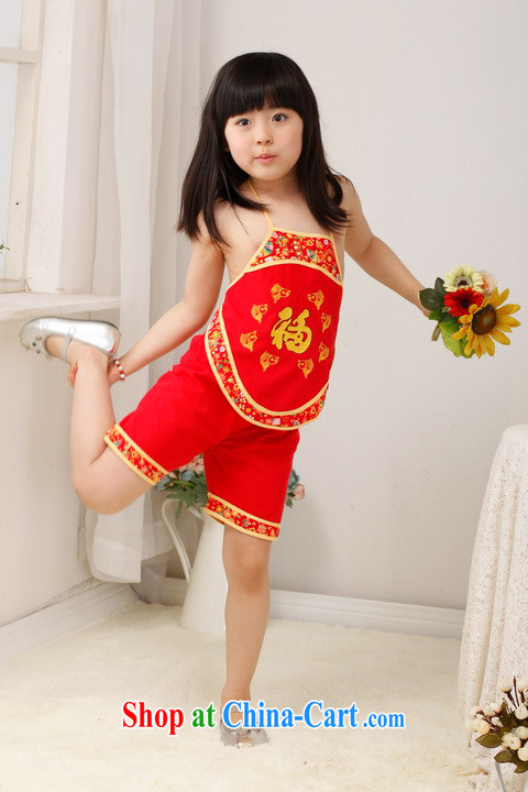 And Jing Ge children Chinese qipao cotton two-piece children Tang Package Women's clothes embroidered Package - A red height 130 CM pictures, price, brand platters! Elections are good character, the national distribution, so why buy now enjoy more preferential! Health