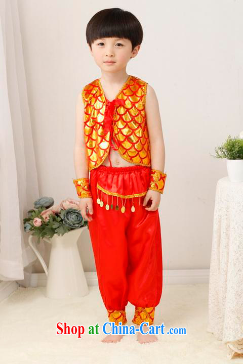 He Jing Ge children Chinese qipao two-piece children's Chinese package men's performance service exercise clothing - A yellow height 130 CM pictures, price, brand platters! Elections are good character, the national distribution, so why buy now enjoy more preferential! Health