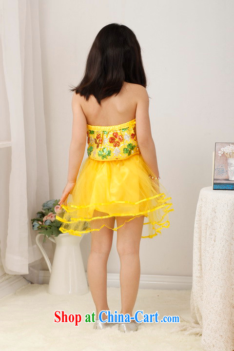 He Jing Ge children Chinese qipao Bong-tail small dress children's Chinese Dress female artist service dress - A yellow height 120 CM pictures, price, brand platters! Elections are good character, the national distribution, so why buy now enjoy more preferential! Health