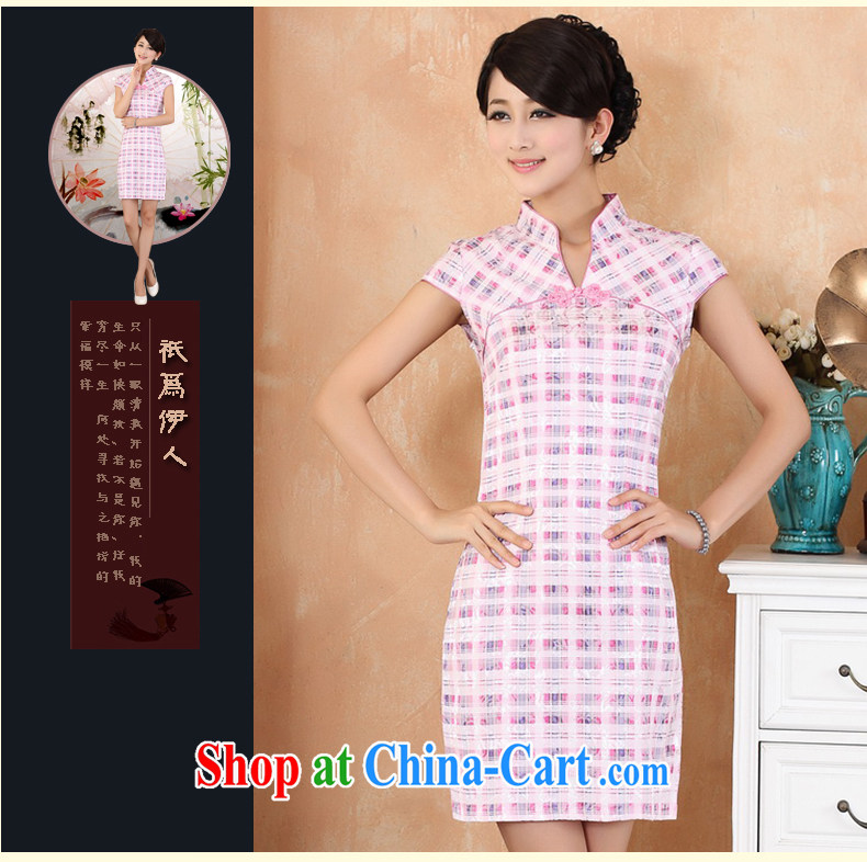 GAKKA 2015 spring and summer with new, Retro, qipao dress improved stylish beauty short tartan V collar elegant dresses Chinese Pink XXL pictures, price, brand platters! Elections are good character, the national distribution, so why buy now enjoy more preferential! Health
