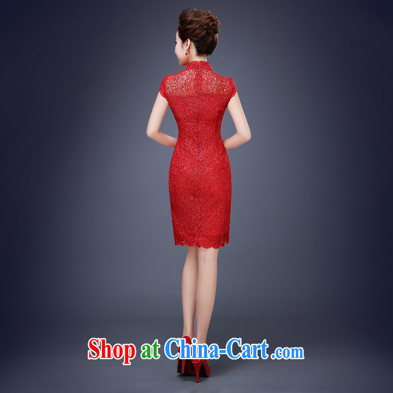 Jie MIA red lace long crowsfoot antique Chinese bridal dresses wedding dress toast serving spring evening dress red XXL, Jake Mia, and shopping on the Internet