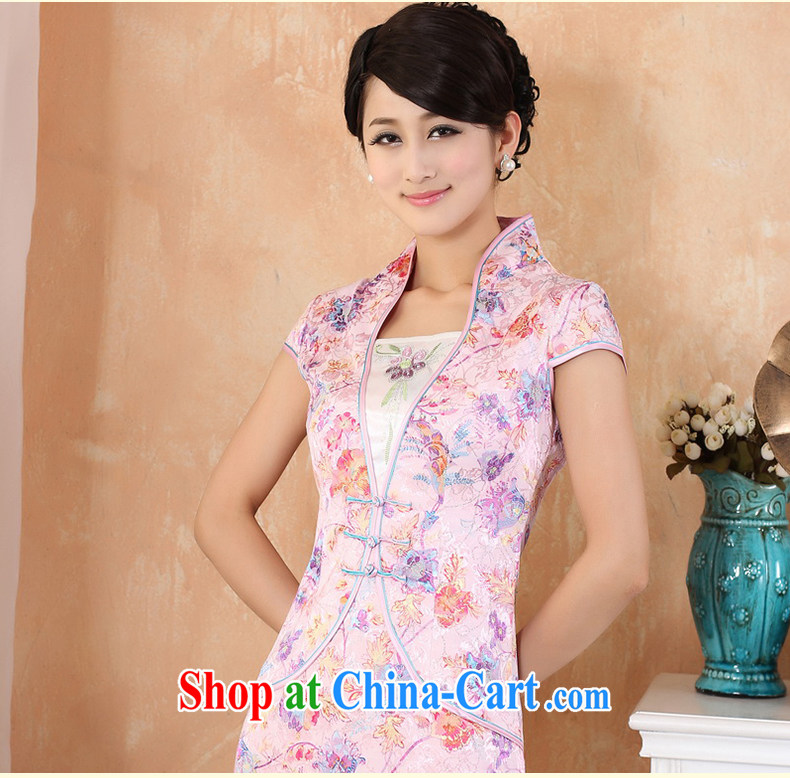 GAKKA 2015 spring and summer beauty style retro dresses women daily improved stitching stamp Chinese qipao dress and collar ethnic wind dresses pink XL pictures, price, brand platters! Elections are good character, the national distribution, so why buy now enjoy more preferential! Health