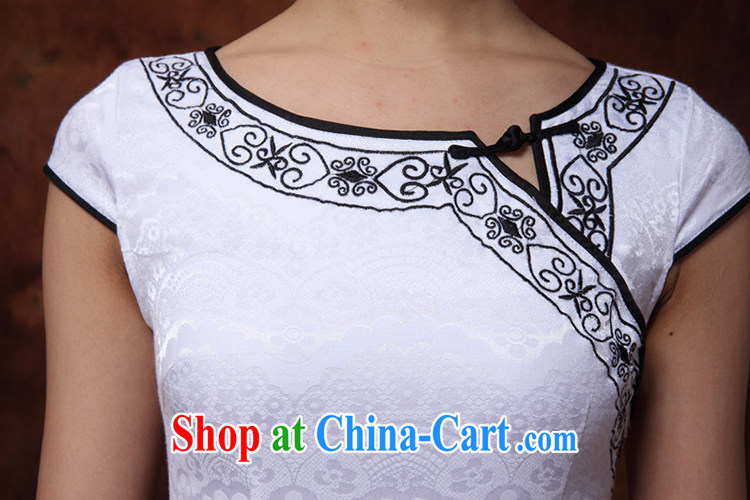 kam world the Hyatt 2015 summer new female short-sleeve beauty embroidery lace-tie video gaunt waist white blue and white porcelain goods improved daily dress short skirt and white black XL pictures, price, brand platters! Elections are good character, the national distribution, so why buy now enjoy more preferential! Health