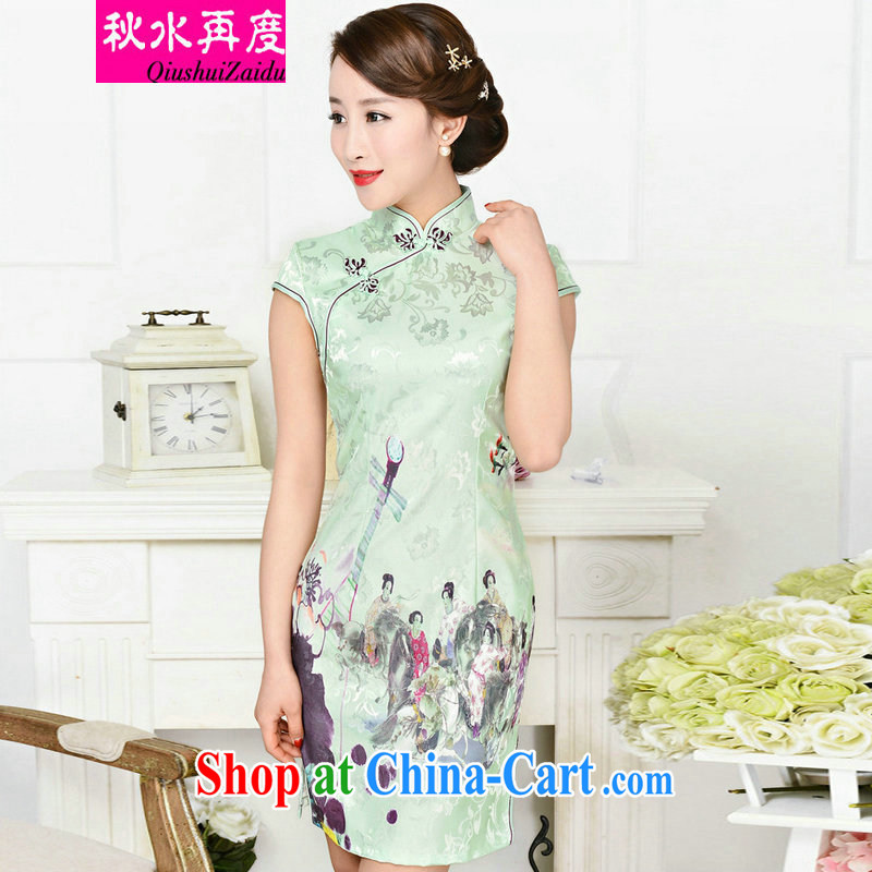 Dresses summer pack and skirt, older women summer, short-sleeved qipao improved short skirt low on the truck load mother dresses beauty and pipa suit S