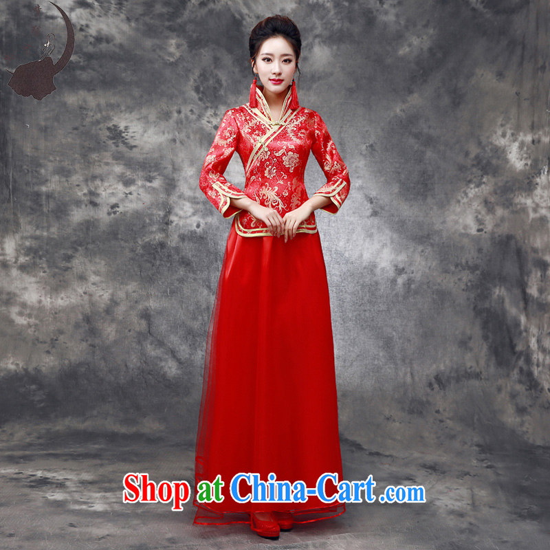 Dream of the day 2015 new, unique beauty and long robes improved stylish 7 cuff antique qipao cheongsam Q 8636 7 sub-cuff tailored