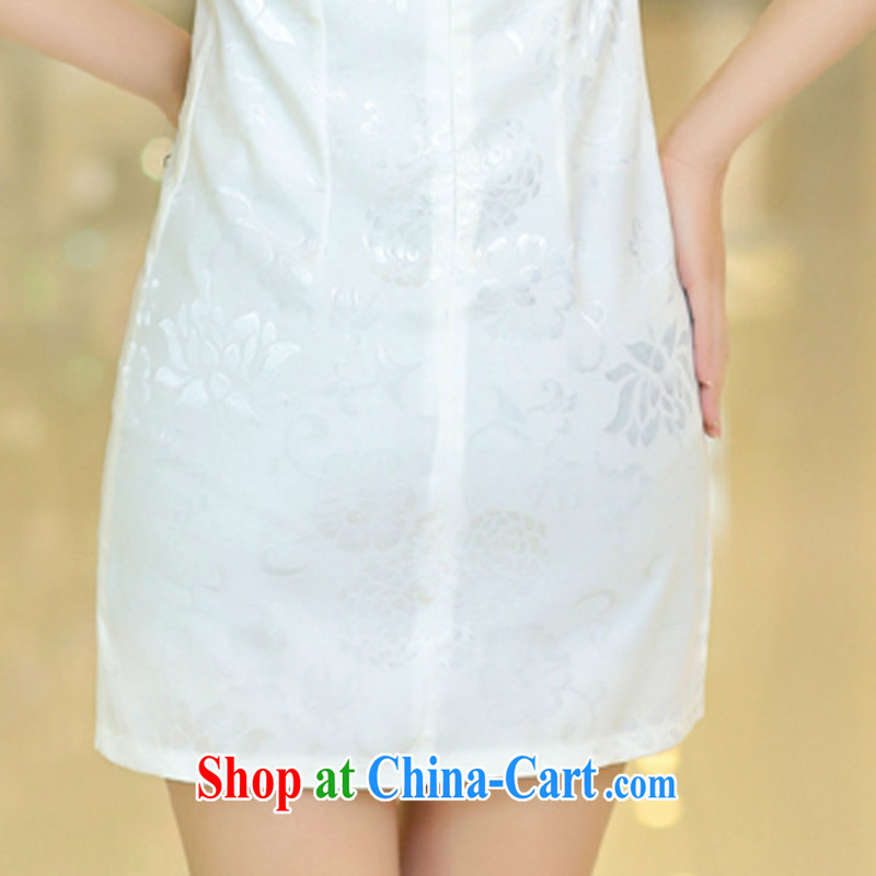 Summer 2015 New National wind Chinese short-sleeve retro stamp beauty style graphics thin package and cheongsam dress female white XL, 3. Of the . . (sanweichuanshuo), shopping on the Internet