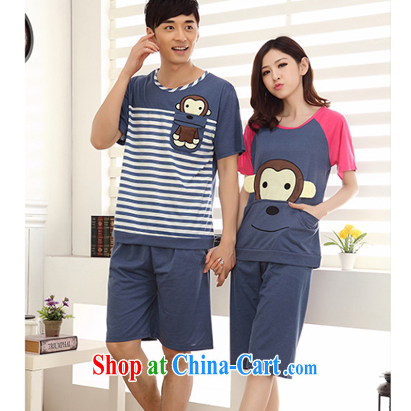 Badminton World new cotton short-sleeved monkey cartoon couples package with clothes FA 1013 - 6644 R blue XL, badminton world, shopping on the Internet