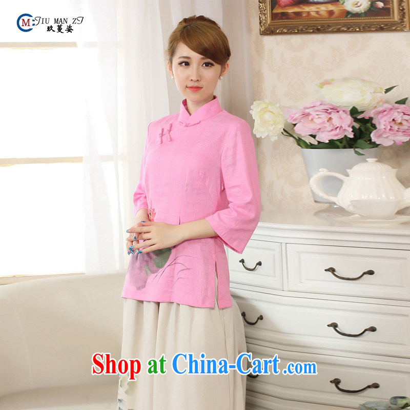 Ko Yo Mephidross beauty summer 2015 classic Chinese qipao stylish casual outfit, for the Lotus hand-painted Solid Color cotton the material goods A A 0078 0078 - C XXL, capital city sprawl, shopping on the Internet