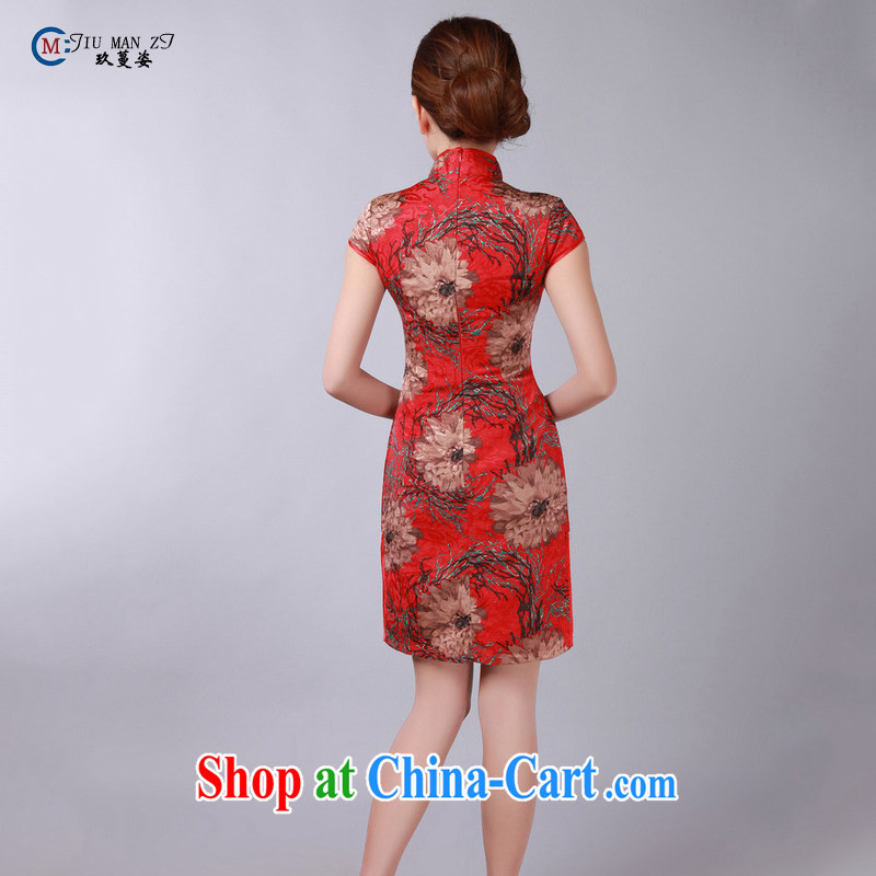 Ko Yo vines into colorful China wind antique dresses, red, short-sleeved qipao stamp short-linen truck material 2015 summer outfit, 0172 D XXL, capital city sprawl, shopping on the Internet