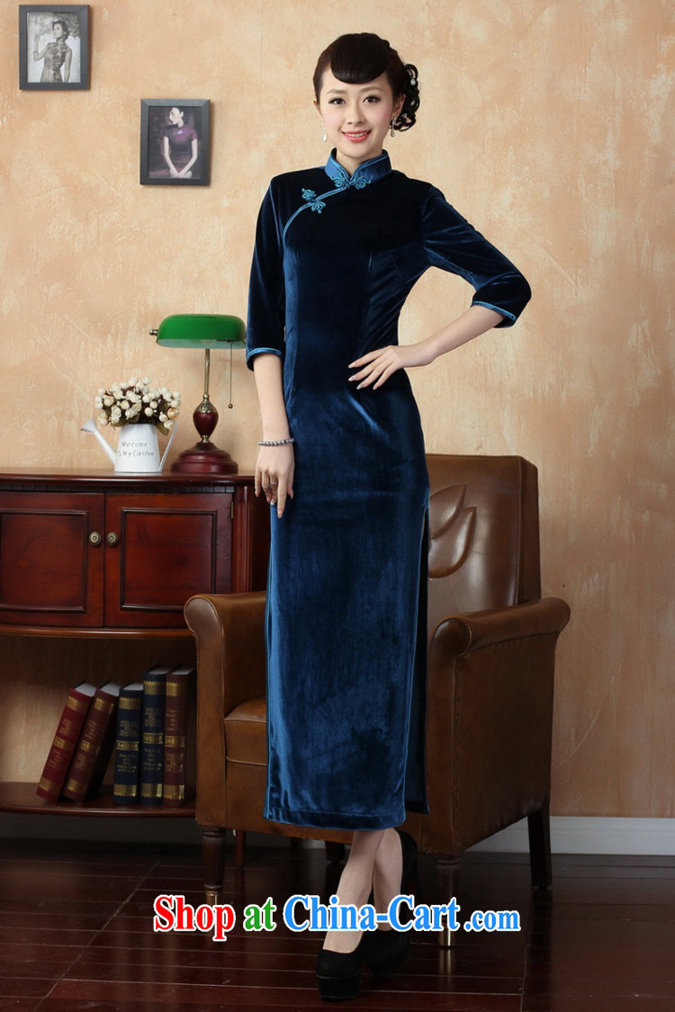 Capital city sprawl 2015 new long summer dresses solid color high on the truck long cheongsam dress, collar silk short-sleeved retro dresses T 0001 black XXXL pictures, price, brand platters! Elections are good character, the national distribution, so why buy now enjoy more preferential! Health