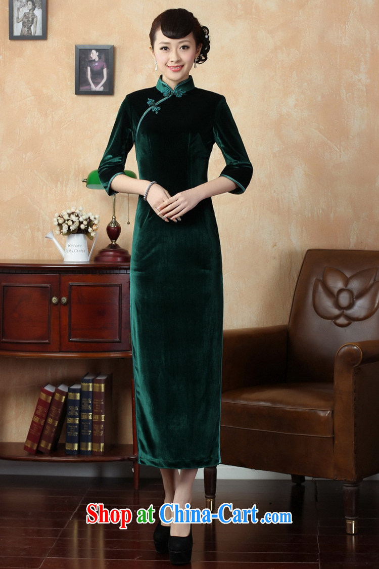 Capital city sprawl 2015 new long summer dresses solid color high on the truck long cheongsam dress, collar silk short-sleeved retro dresses T 0001 black XXXL pictures, price, brand platters! Elections are good character, the national distribution, so why buy now enjoy more preferential! Health