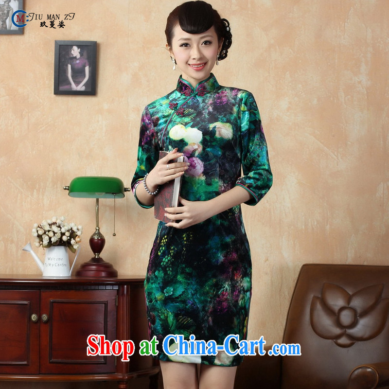 Ko Yo vines into colorful China wind retro short-sleeved, stamp duty for cheongsam elegant and comfortable dresses in low-power state beauty Silk Cheongsam, 0007 TD XL, capital city sprawl, shopping on the Internet