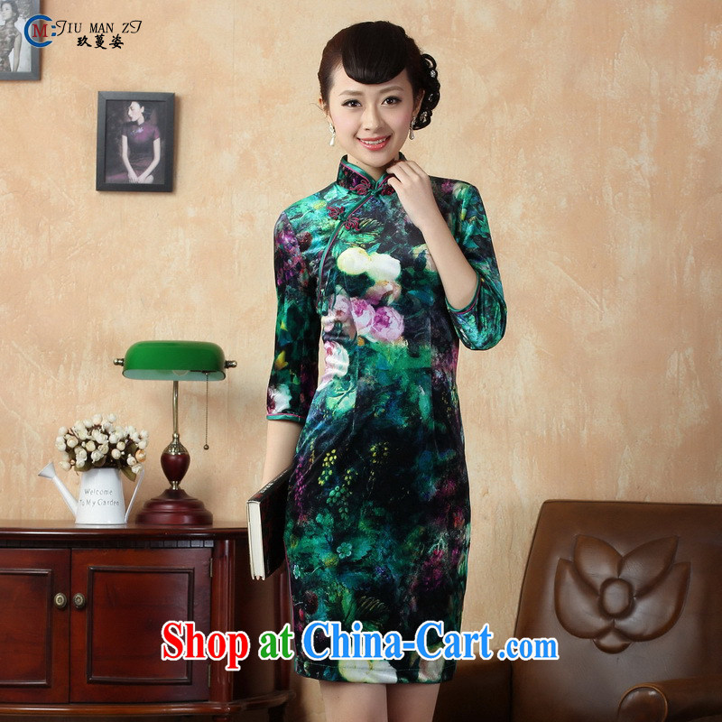 Ko Yo vines into colorful China wind retro short-sleeved, stamp duty for cheongsam elegant and comfortable dresses in low-power state beauty Silk Cheongsam, 0007 TD XL, capital city sprawl, shopping on the Internet