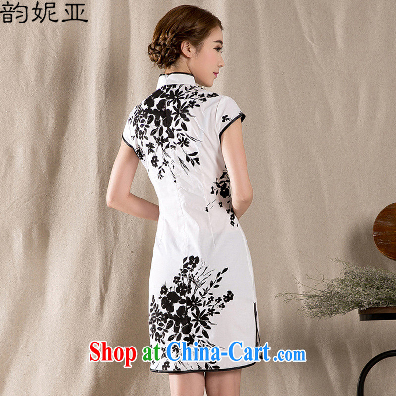 Connie was following the 2015 summer new Stylish retro cheongsam dress China wind stamp dresses Z 1225 white XXL, following her, and shopping on the Internet