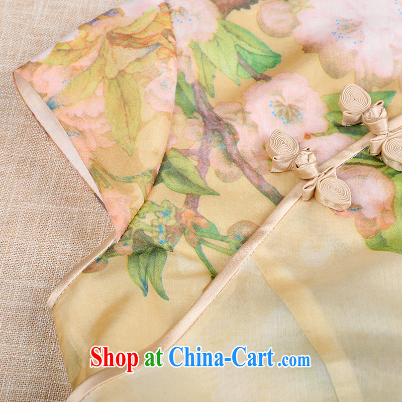 once and for all and fatally jealous Tang Copenhagen 2015 new cheongsam dress retro elegant summer dress outfit improved stylish light yellow 2XL, fatally jealous once and for all, on-line shopping