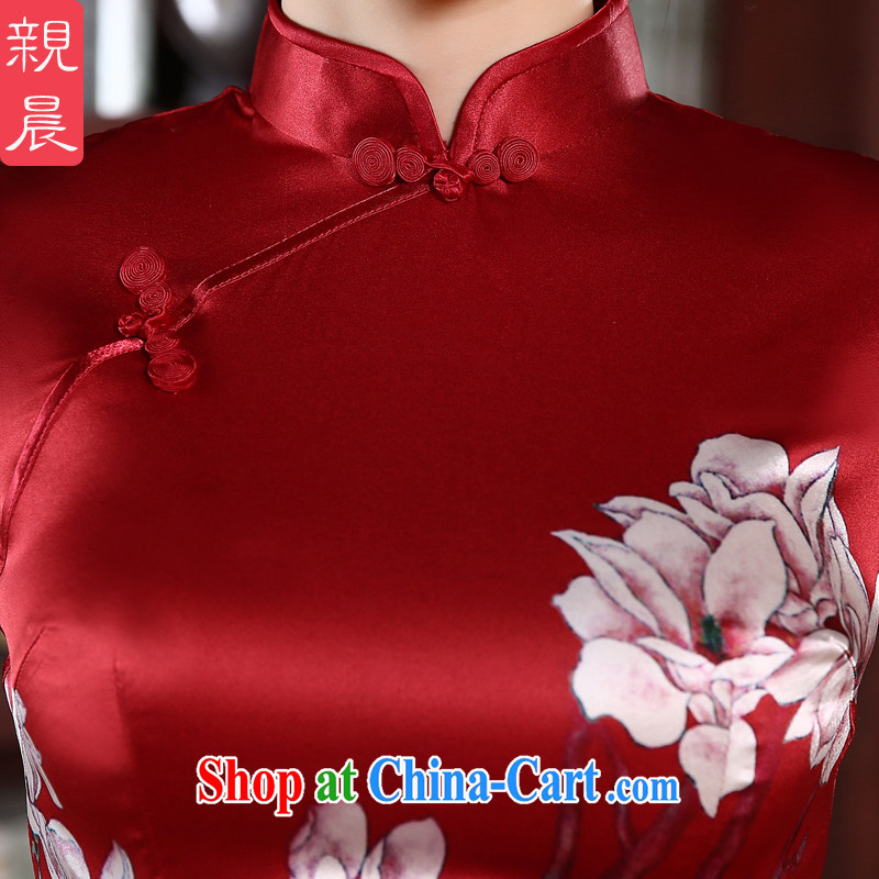 pro-am 2015 new daily sauna silk high spring and summer retro short Red Beauty and stylish Silk Cheongsam short 2 XL, pro-am, shopping on the Internet
