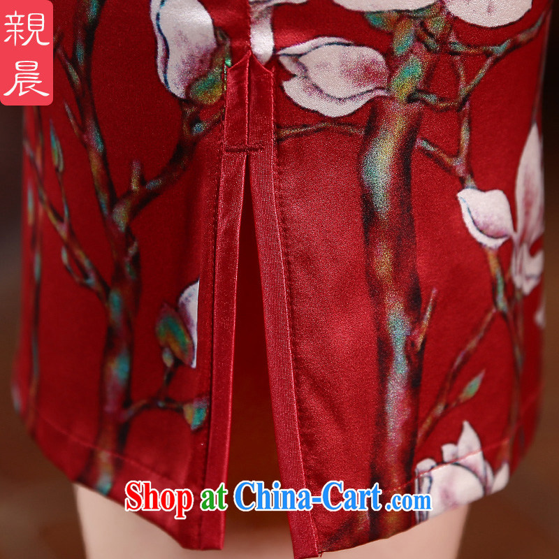 pro-am 2015 new daily sauna silk high spring and summer retro short Red Beauty and stylish Silk Cheongsam short 2 XL, pro-am, shopping on the Internet