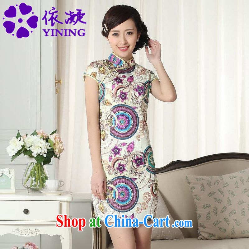 According to fuser summer new female Chinese qipao gown lady stylish jacquard cotton cultivating short Chinese qipao dress LGD_D _0293 figure 2 XL