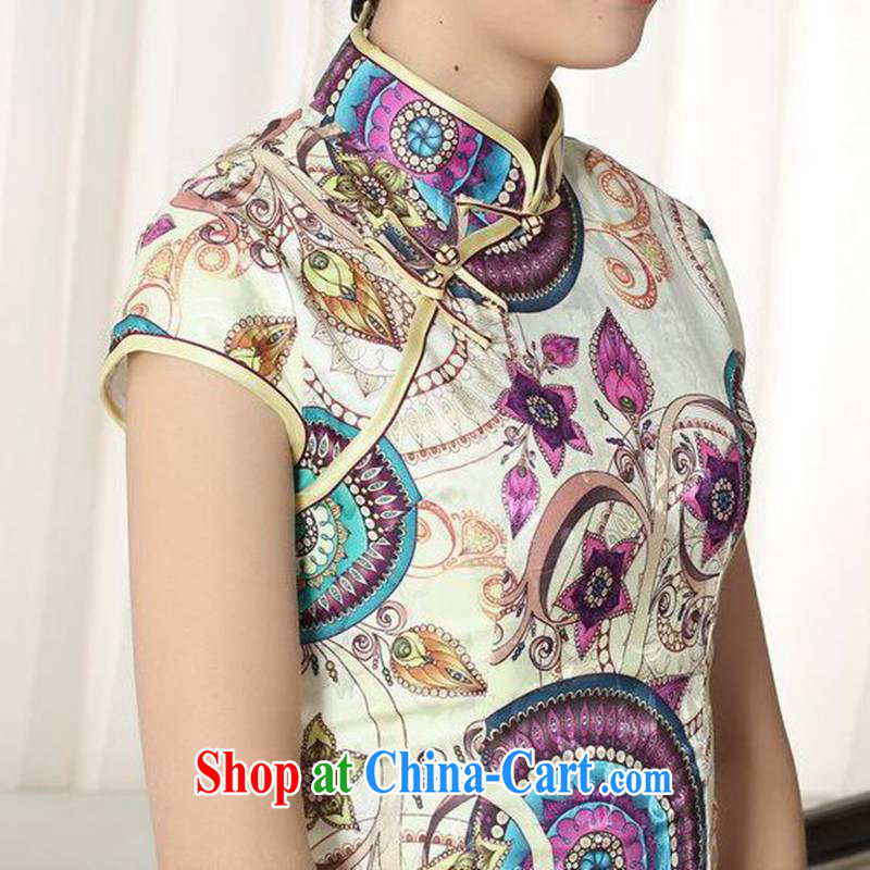 According to fuser summer new female Chinese qipao gown lady stylish jacquard cotton cultivating short Chinese qipao dress LGD/D #0293 figure 2 XL, fuser, and shopping on the Internet