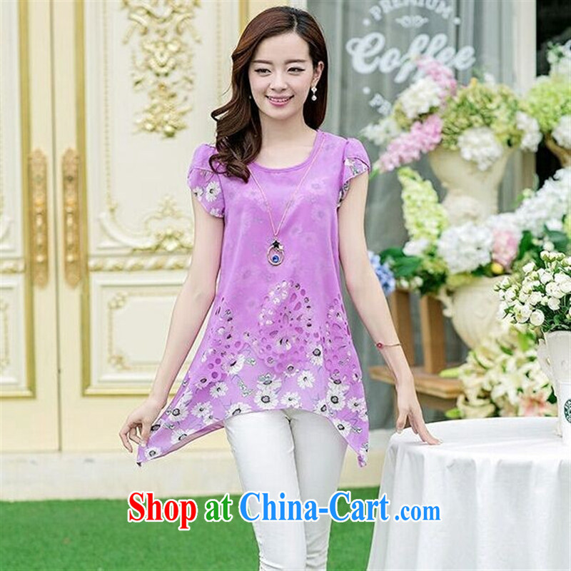 Ya-ting store summer new Korean version the code female fancy long loose video thin female snow woven shirts T-shirt short-sleeved T-shirt suit 3 XL