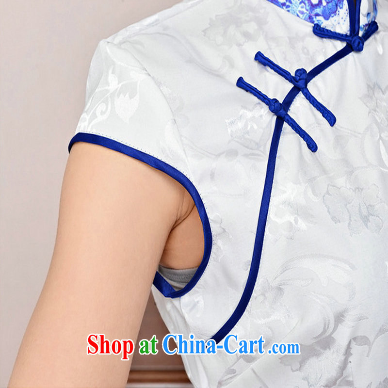 The sub-pavilion Western sub-cabinet dresses summer pack and skirt, older women summer, short-sleeved qipao improved short skirt low on the truck load mother dresses white Peony, sunflower flower XXL, western sub-cabinet, and shopping on the Internet