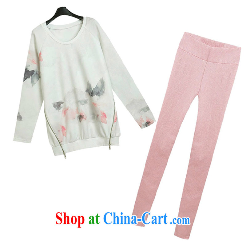 omlesa spring 2015 new female American wind Kit stitching stamp T-shirt pants Leisure package two-piece pink XL, O ' mlesa, shopping on the Internet