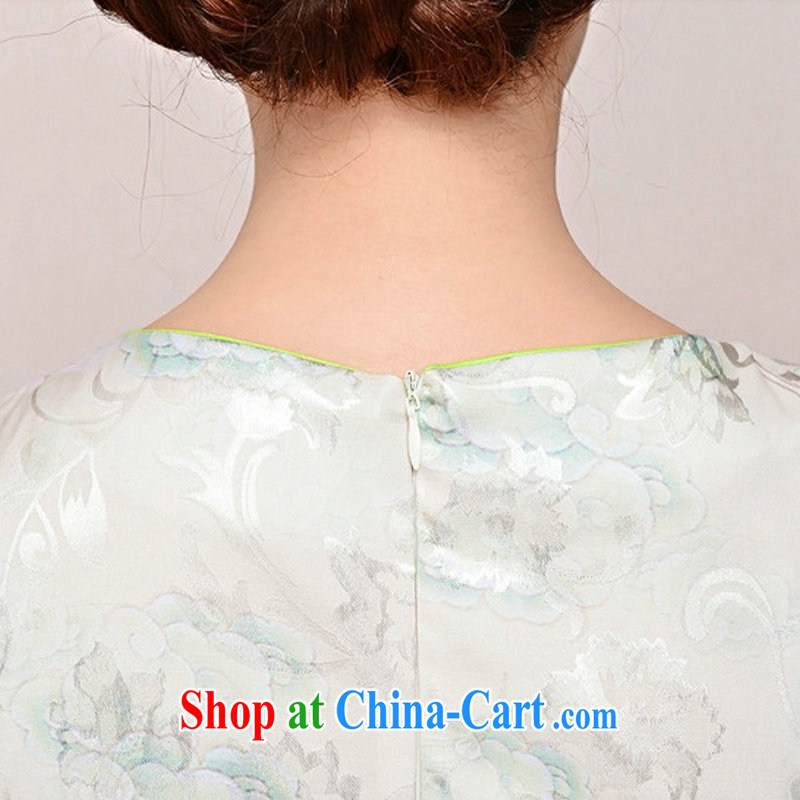 The sub-cabinet dresses summer pack and dress in summer older female summer, short-sleeved qipao improved short skirt low on the truck with her mother dress pink flower peony flowers XXL, western sub-cabinet, and shopping on the Internet
