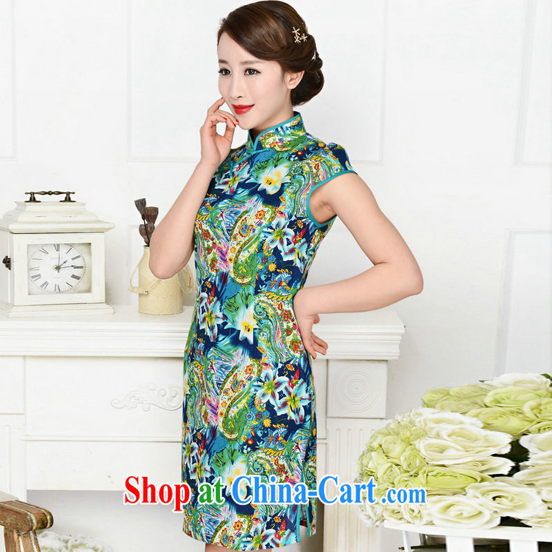 The sub-cabinet dresses summer pack and dress in summer older female summer, short-sleeved qipao improved short skirt low on the truck with her mother dress her husband blue collar package of Cheong Wa Dae career XXL suit, the sub-cabinet, and shopping on