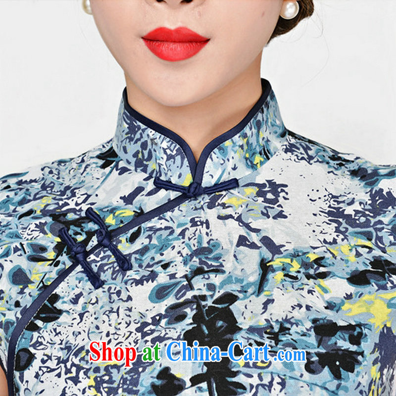 The sub-cabinet dresses summer pack and dress in summer older female summer, short-sleeved qipao improved short skirt low on the truck with her mother dress her husband blue collar package of Cheong Wa Dae career XXL suit, the sub-cabinet, and shopping on
