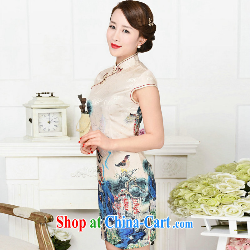The sub-cabinet dresses summer pack and dress in summer older female summer, short-sleeved qipao improved short skirt low on the truck with her mother dresses, the red plum figure XL, western sub-cabinet, shopping on the Internet