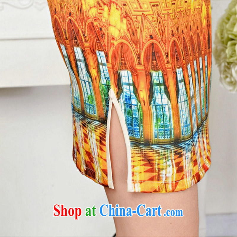 The sub-cabinet dresses summer pack and dress in summer older female summer, short-sleeved qipao improved short skirt low on the truck load mother dresses White Palace figure XXL, western sub-cabinet, and shopping on the Internet